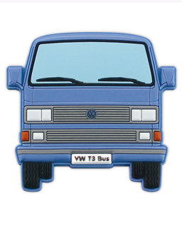 VW T3 Bus Rubber Magnet Blau