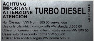 Aufkleber "Achtung Turbo Diesel"