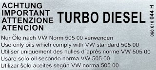 VW T3 Aufkleber Ventildeckel  "Turbo Diesel"