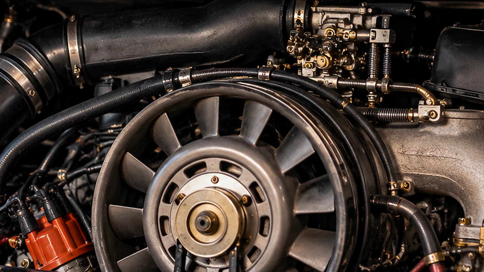 Prüfung von Motorraum und Fahrzeugdokumenten bei einem klassischen Hochleistungs-Transporter